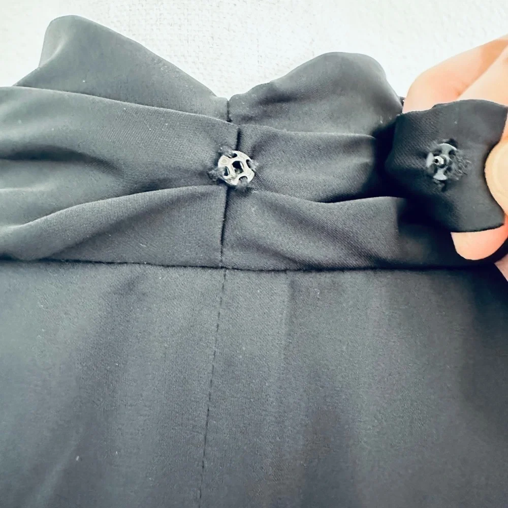 Samuel Dong  Cowl Neck Black Asymmetrical Midi Dress Size Small